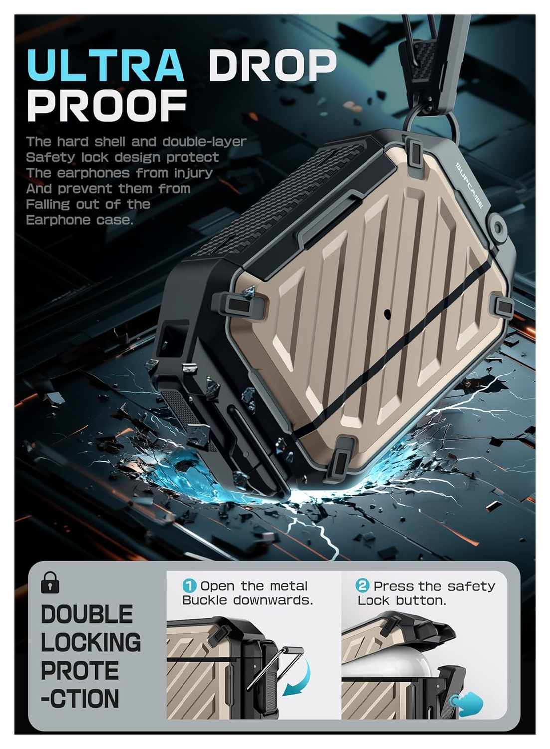 SUPCASE UB Pro AirPods Pro 3 Hoesje MagSafe Case Waterdicht Goud afbeelding 4