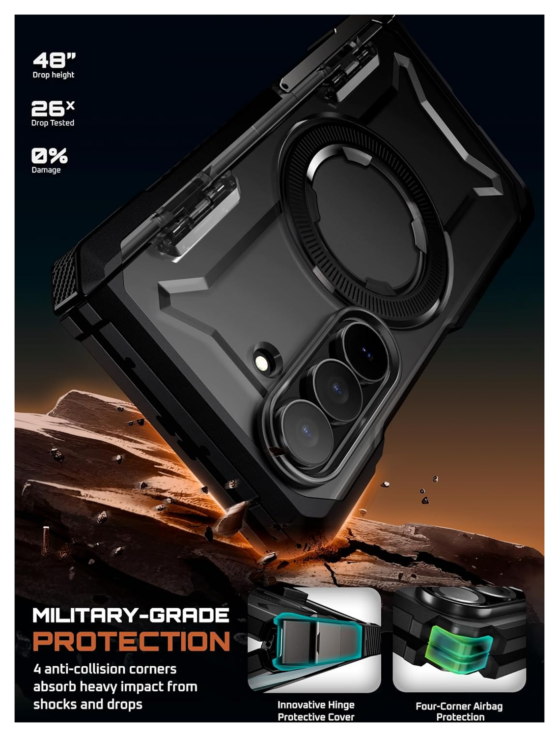 SUPCASE UB Grip Samsung Galaxy Z Fold 7 Hoesje MagSafe Full Protect Zwart afbeelding 3