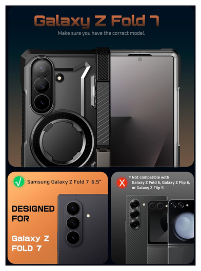 SUPCASE UB Grip Samsung Galaxy Z Fold 7 Hoesje MagSafe Full Protect Zwart afbeelding 2