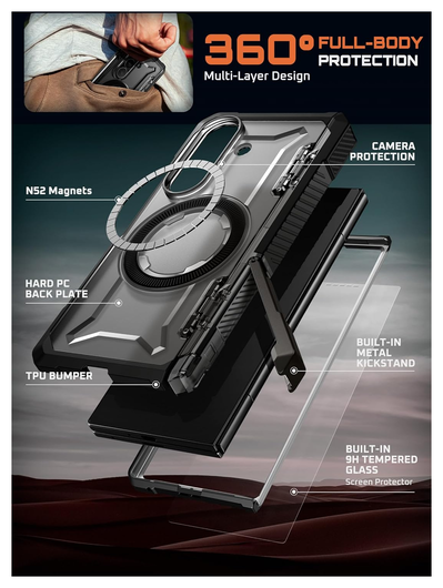 SUPCASE UB Grip Samsung Galaxy Z Fold 7 Hoesje MagSafe Full Protect Zwart afbeelding 8