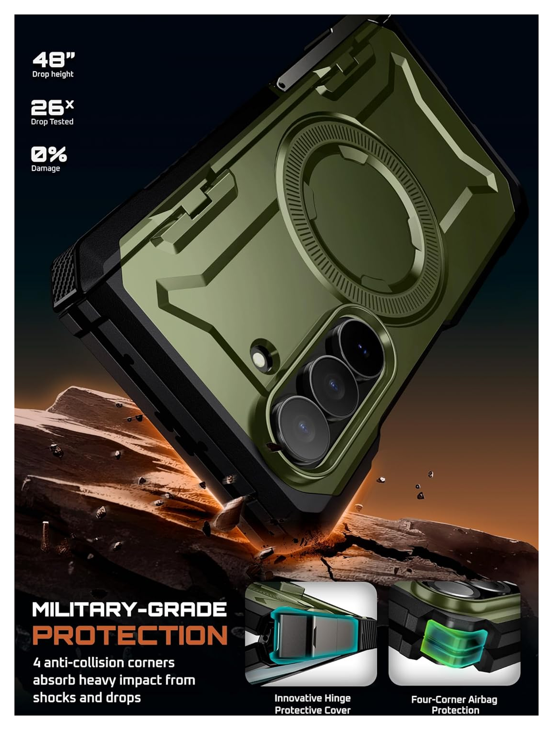 SUPCASE UB Grip Samsung Galaxy Z Fold 7 Hoesje MagSafe Full Protect Groen afbeelding 3