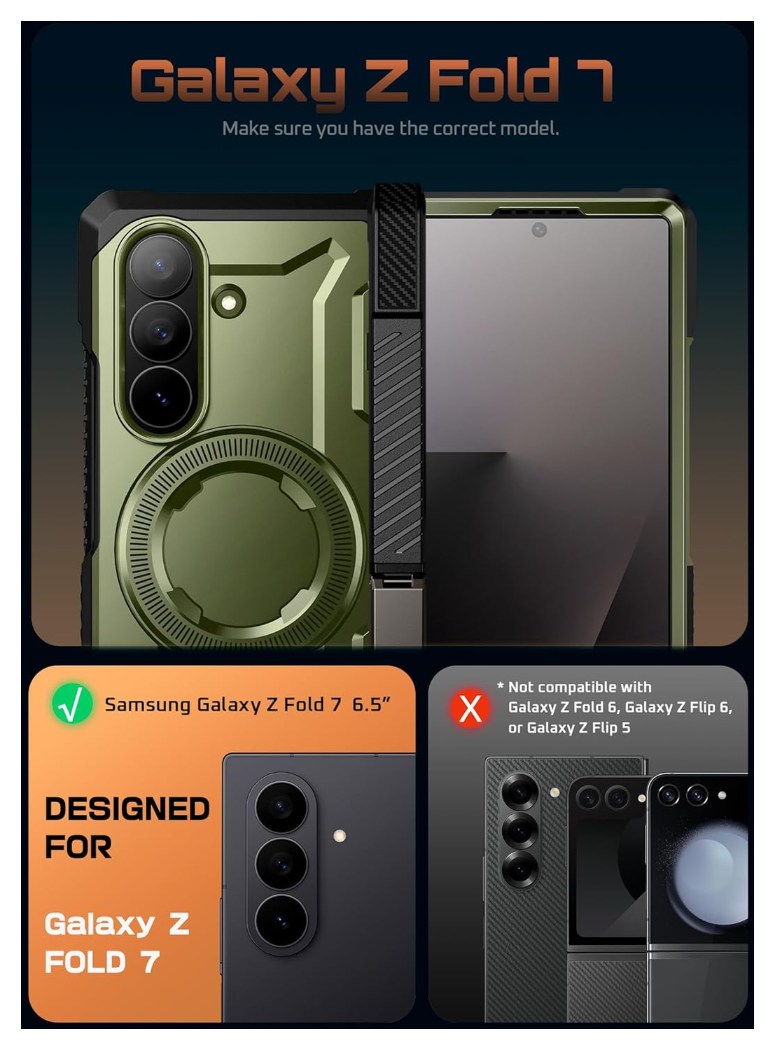 SUPCASE UB Grip Samsung Galaxy Z Fold 7 Hoesje MagSafe Full Protect Groen afbeelding 2