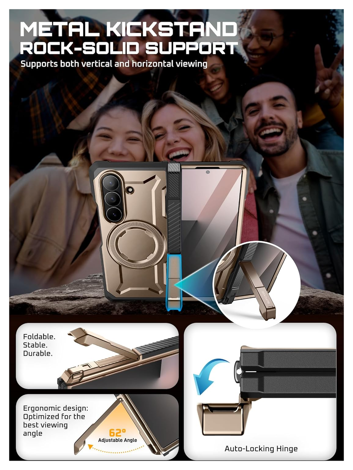 SUPCASE UB Grip Samsung Galaxy Z Fold 7 Hoesje MagSafe Full Protect Goud afbeelding 7