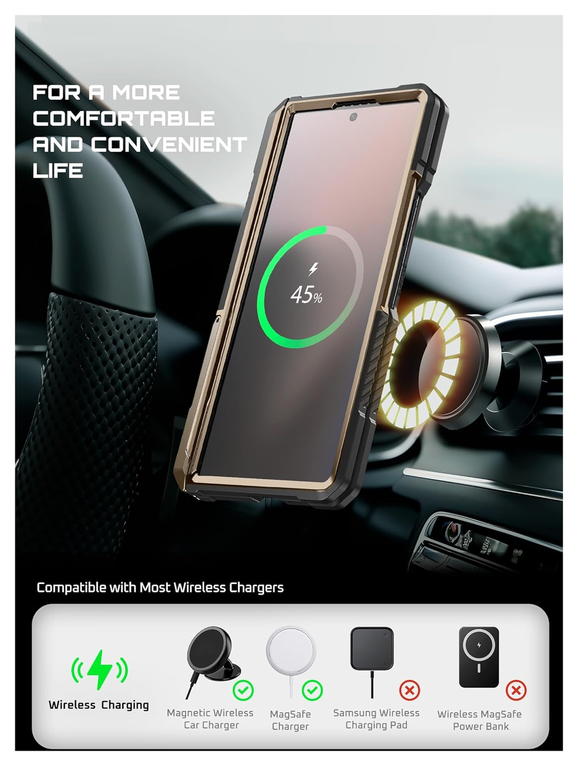 SUPCASE UB Grip Samsung Galaxy Z Fold 7 Hoesje MagSafe Full Protect Goud afbeelding 9