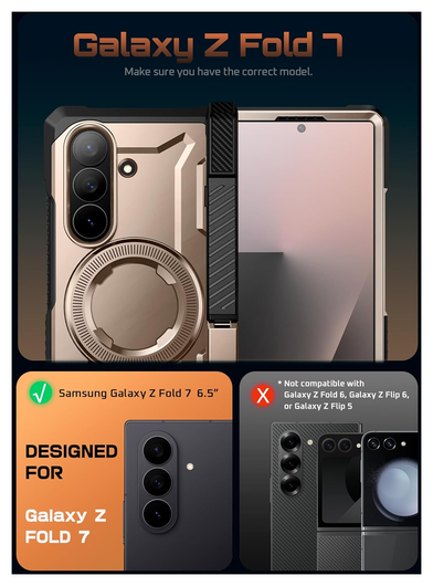 SUPCASE UB Grip Samsung Galaxy Z Fold 7 Hoesje MagSafe Full Protect Goud afbeelding 2