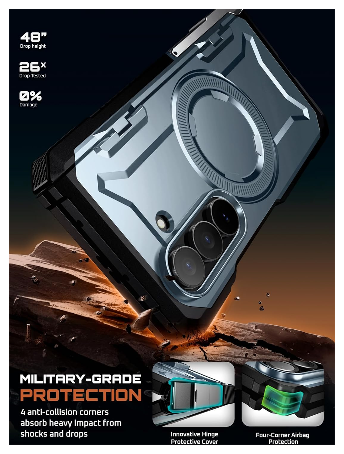 SUPCASE UB Grip Samsung Galaxy Z Fold 7 Hoesje MagSafe Full Protect Blauw afbeelding 3