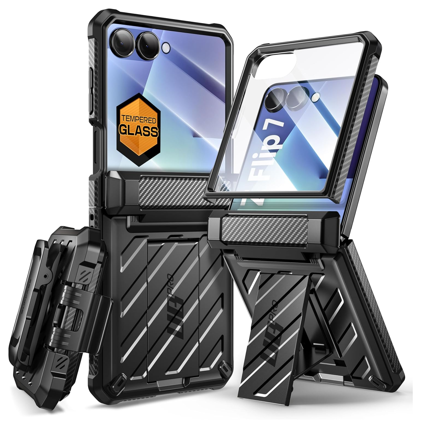 SUPCASE UB Pro Samsung Galaxy Z Flip 7 Hoesje Full Protect Kickstand Zwart afbeelding 1