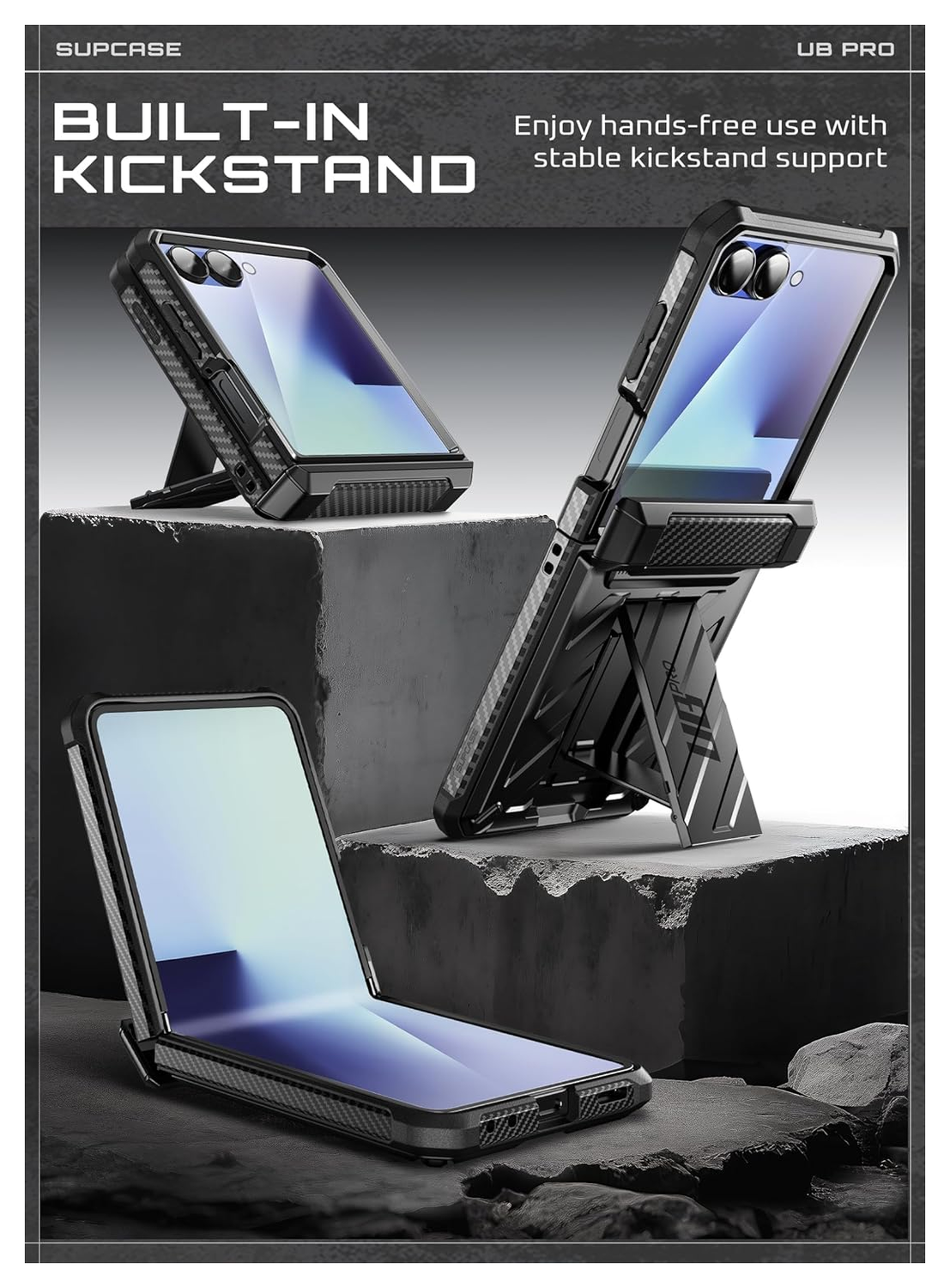 SUPCASE UB Pro Samsung Galaxy Z Flip 7 Hoesje Full Protect Kickstand Zwart afbeelding 4