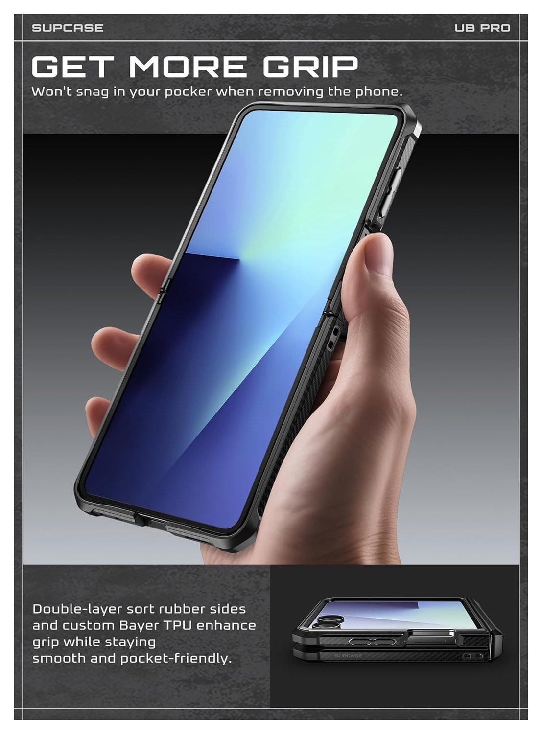 SUPCASE UB Pro Samsung Galaxy Z Flip 7 Hoesje Full Protect Kickstand Zwart afbeelding 6