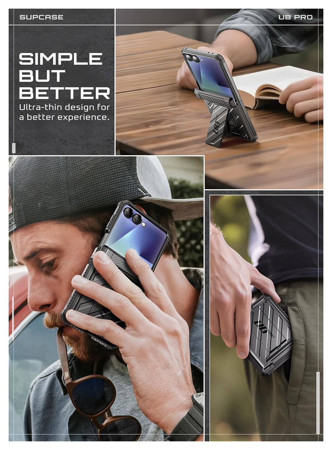 SUPCASE UB Pro Samsung Galaxy Z Flip 7 Hoesje Full Protect Kickstand Zwart afbeelding 9