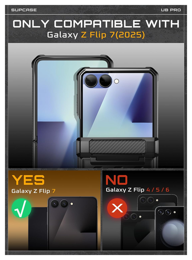 SUPCASE UB Pro Samsung Galaxy Z Flip 7 Hoesje Full Protect Kickstand Zwart afbeelding 2