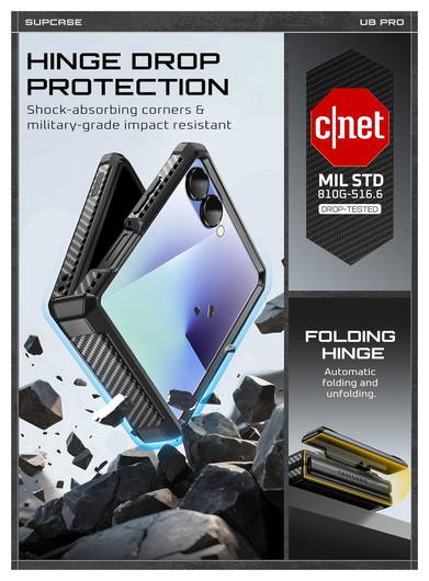 SUPCASE UB Pro Samsung Galaxy Z Flip 7 Hoesje Full Protect Kickstand Zwart afbeelding 3