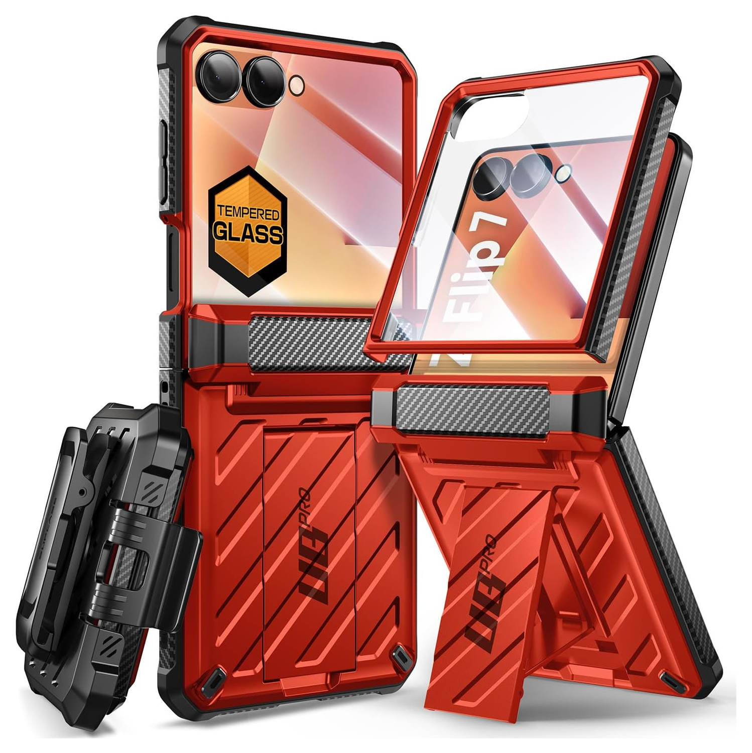 SUPCASE UB Pro Samsung Galaxy Z Flip 7 Hoesje Full Protect Kickstand Rood afbeelding 1