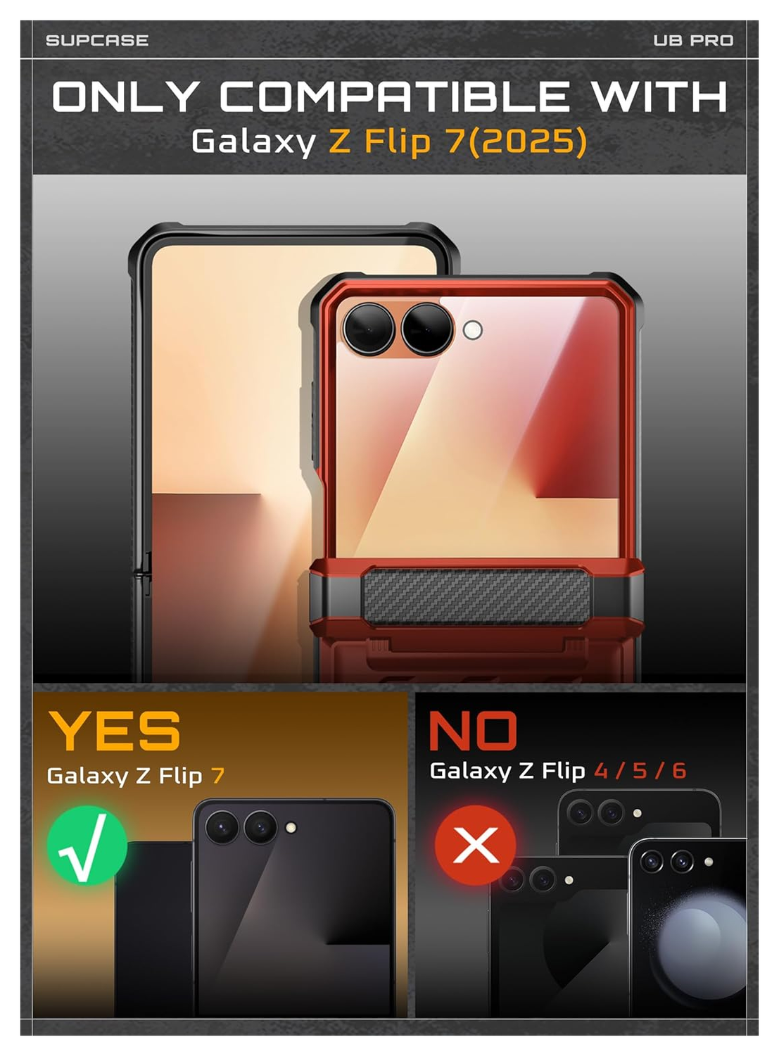 SUPCASE UB Pro Samsung Galaxy Z Flip 7 Hoesje Full Protect Kickstand Rood afbeelding 2