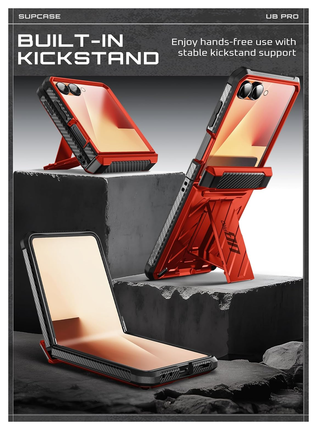 SUPCASE UB Pro Samsung Galaxy Z Flip 7 Hoesje Full Protect Kickstand Rood afbeelding 4