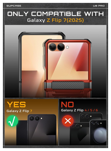 SUPCASE UB Pro Samsung Galaxy Z Flip 7 Hoesje Full Protect Kickstand Rood afbeelding 2