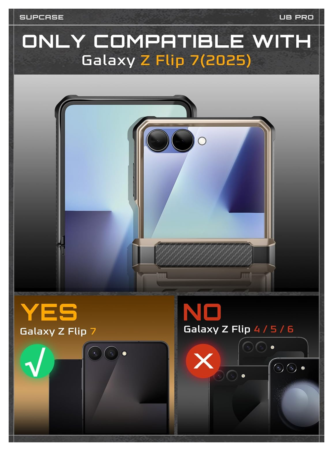 SUPCASE UB Pro Samsung Galaxy Z Flip 7 Hoesje Full Protect Kickstand Goud afbeelding 2