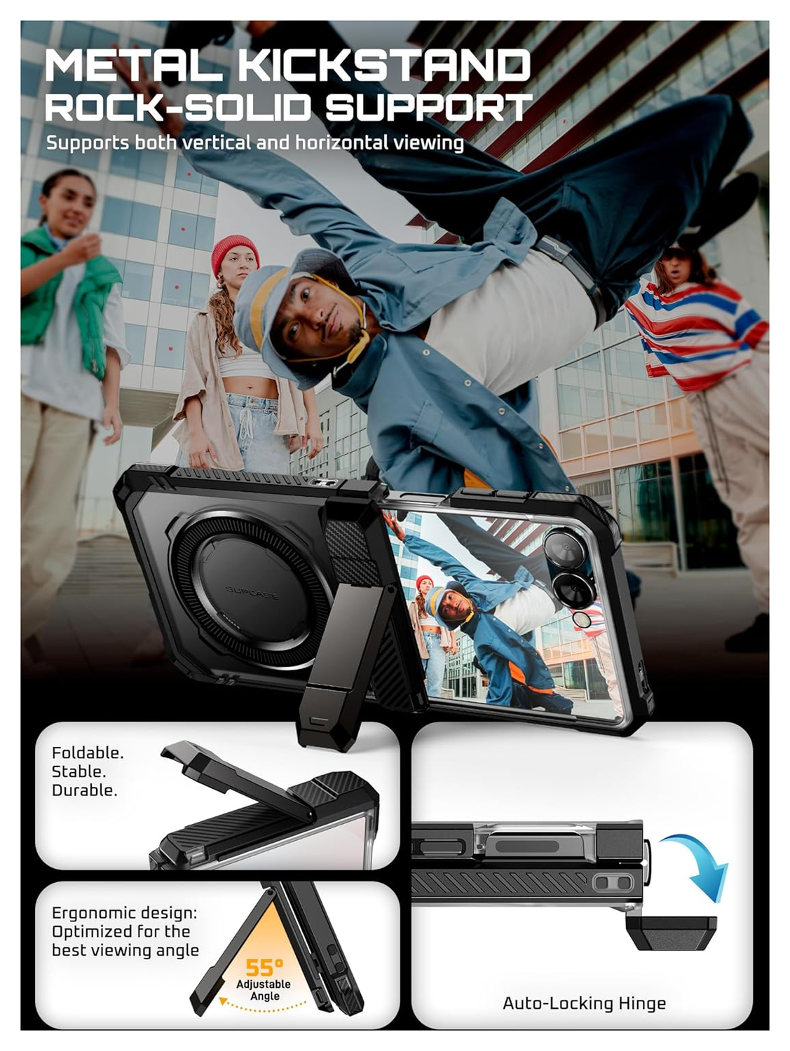 SUPCASE UB Grip Samsung Galaxy Z Flip 7 Hoesje MagSafe Full Protect Zwart afbeelding 5