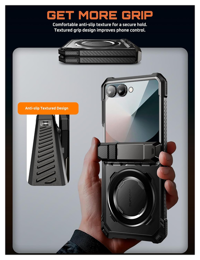 SUPCASE UB Grip Samsung Galaxy Z Flip 7 Hoesje MagSafe Full Protect Zwart afbeelding 6