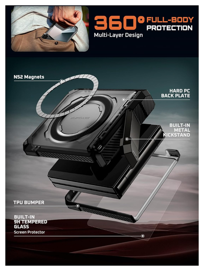 SUPCASE UB Grip Samsung Galaxy Z Flip 7 Hoesje MagSafe Full Protect Zwart afbeelding 8