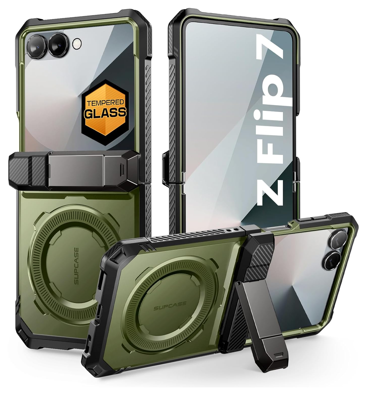 SUPCASE UB Grip Samsung Galaxy Z Flip 7 Hoesje MagSafe Full Protect Groen afbeelding 1