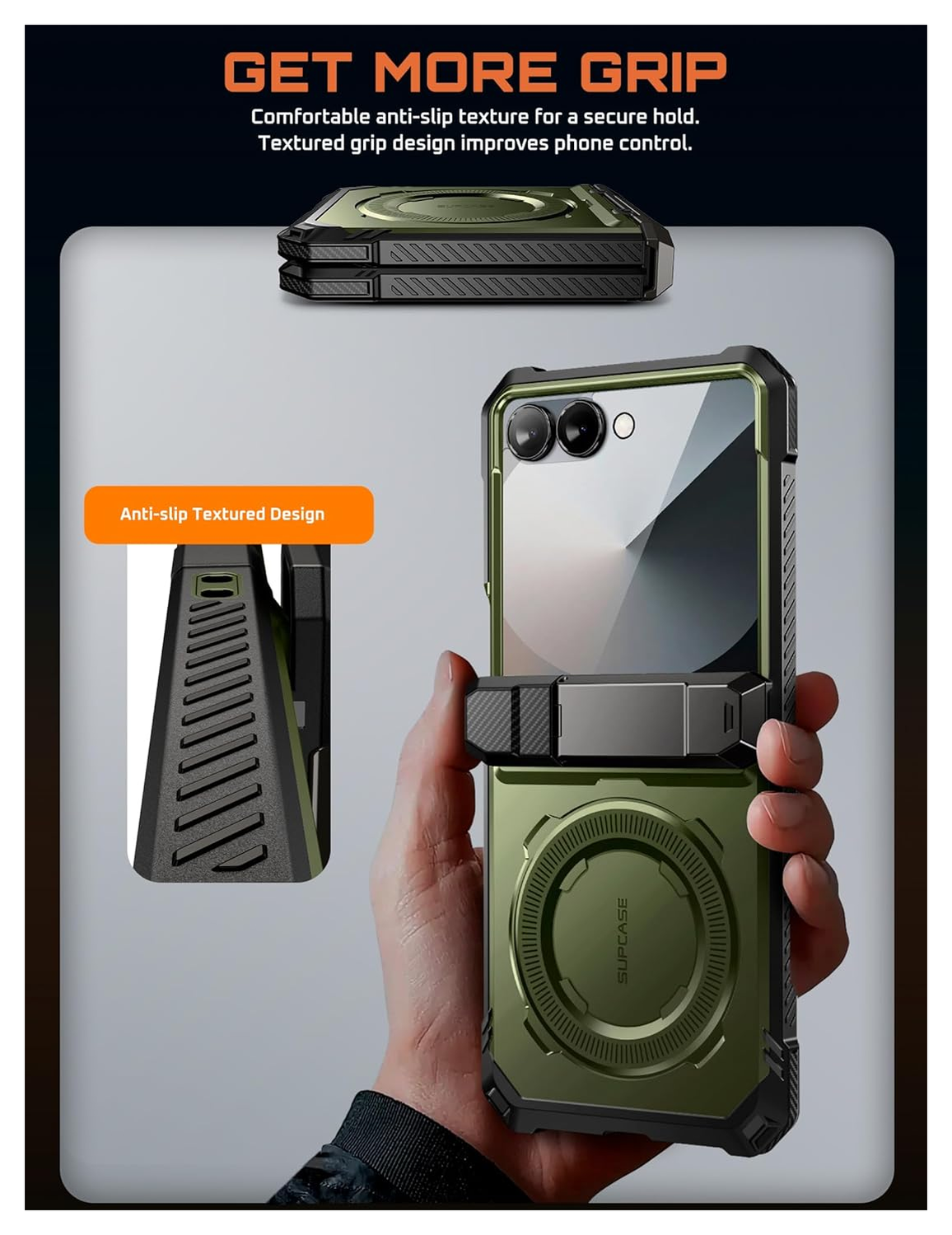 SUPCASE UB Grip Samsung Galaxy Z Flip 7 Hoesje MagSafe Full Protect Groen afbeelding 9