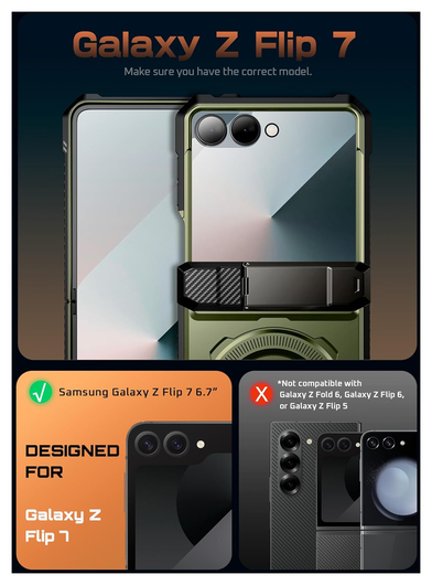 SUPCASE UB Grip Samsung Galaxy Z Flip 7 Hoesje MagSafe Full Protect Groen afbeelding 2