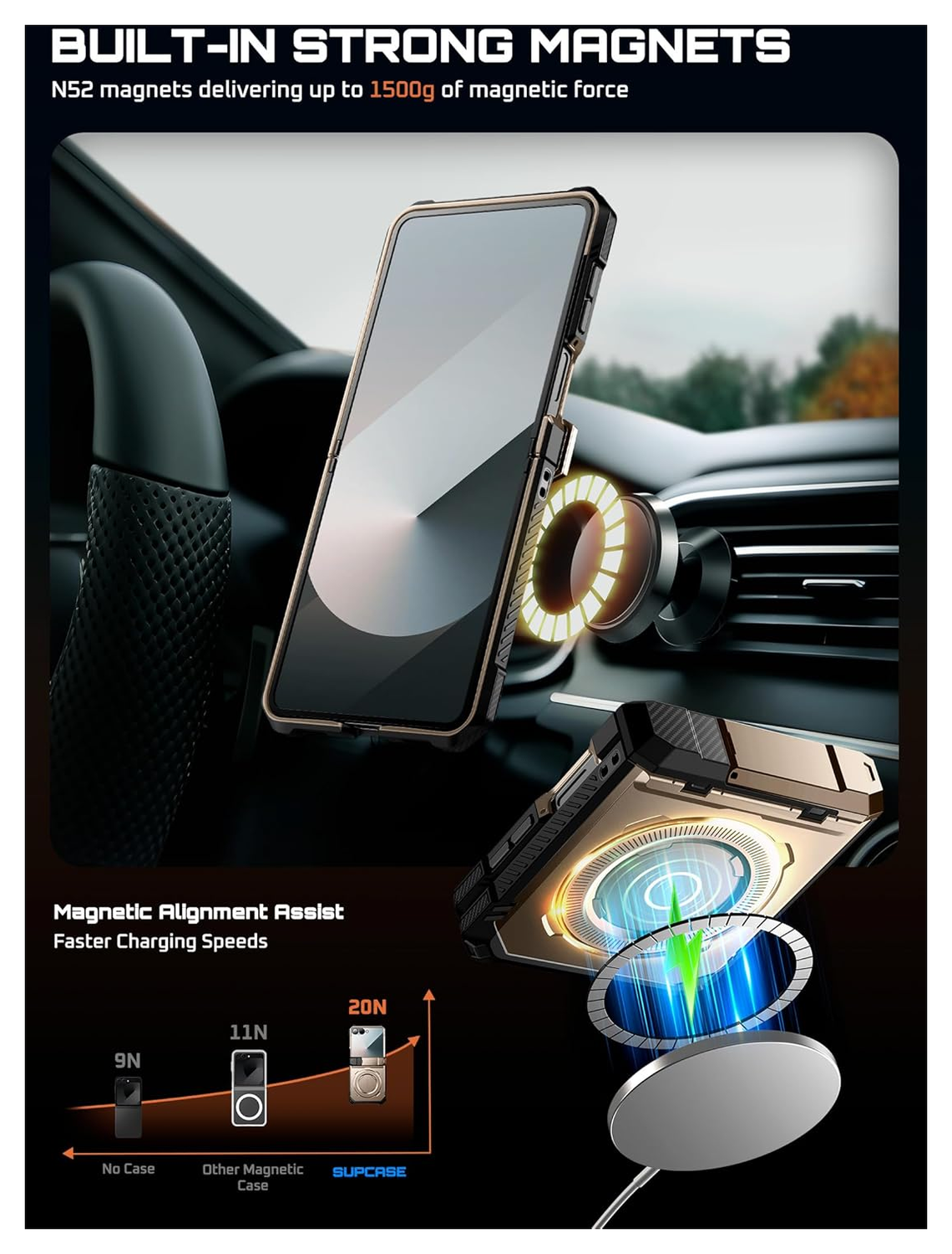 SUPCASE UB Grip Samsung Galaxy Z Flip 7 Hoesje MagSafe Full Protect Goud afbeelding 9