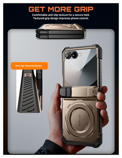 SUPCASE UB Grip Samsung Galaxy Z Flip 7 Hoesje MagSafe Full Protect Goud afbeelding 7