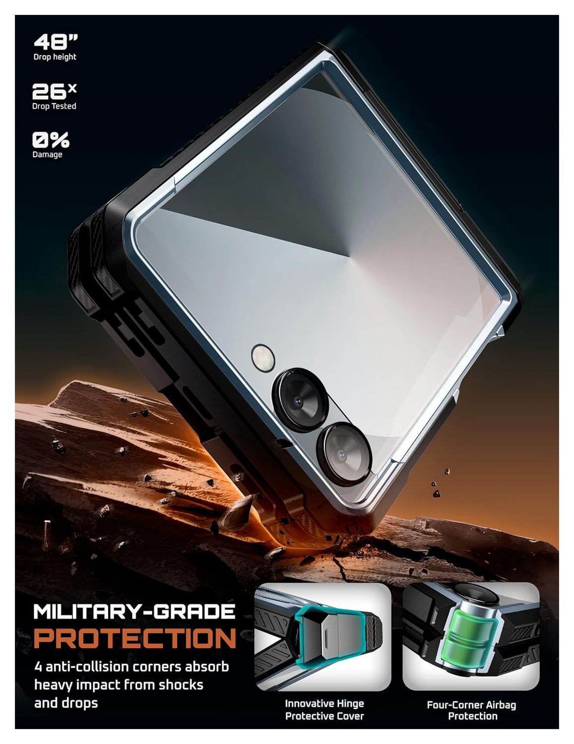 SUPCASE UB Grip Samsung Galaxy Z Flip 7 Hoesje MagSafe Full Protect Blauw afbeelding 3