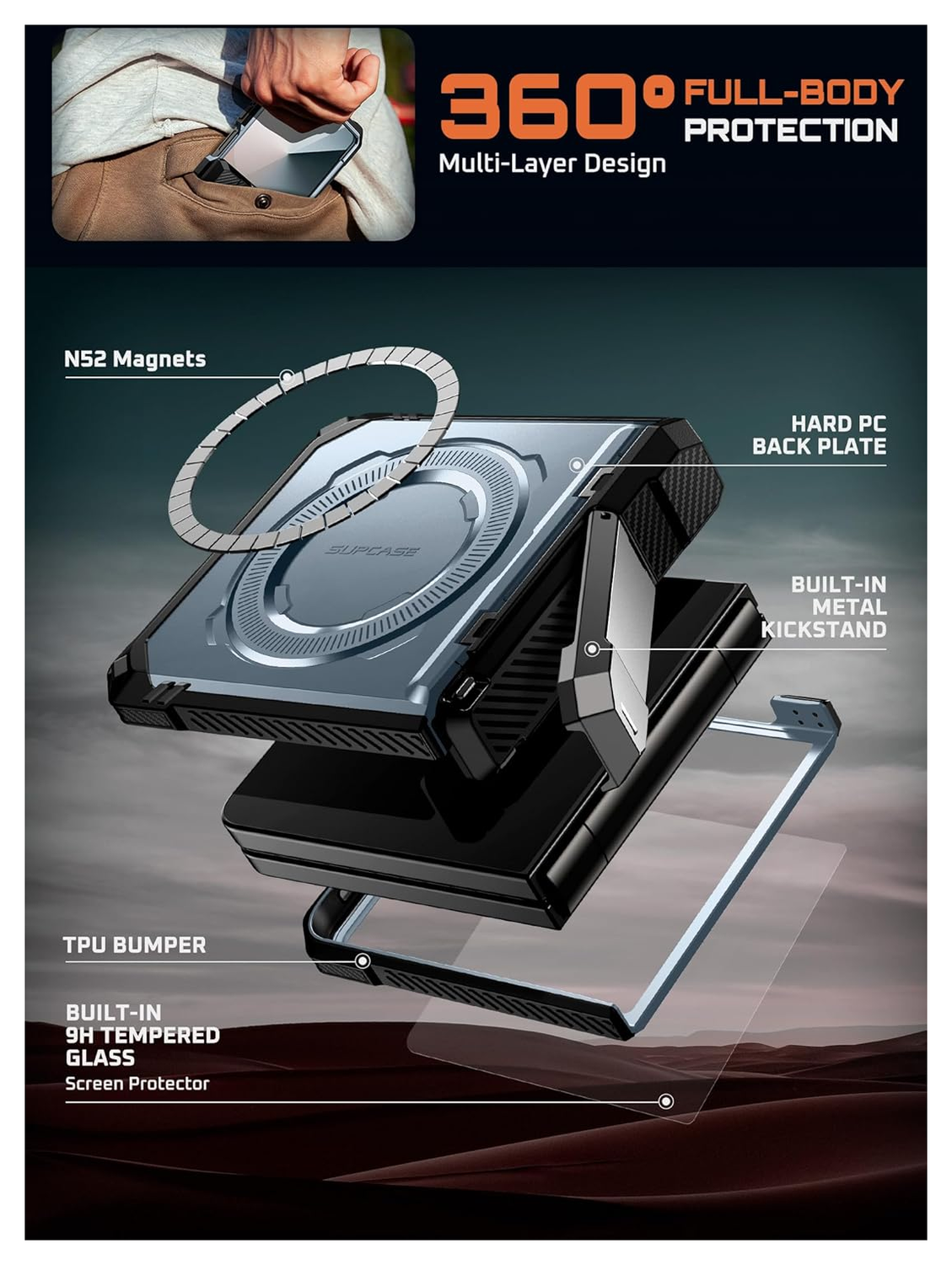 SUPCASE UB Grip Samsung Galaxy Z Flip 7 Hoesje MagSafe Full Protect Blauw afbeelding 8