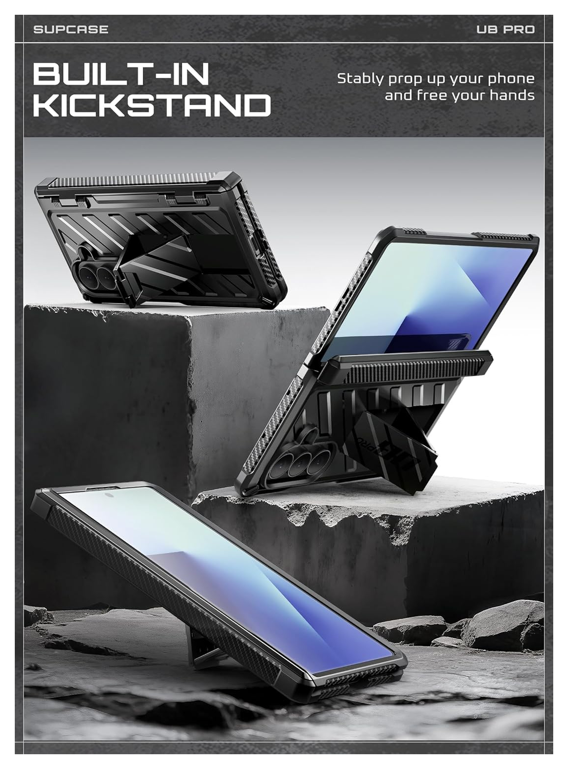 SUPCASE UB Pro Samsung Galaxy Z Fold 7 Hoesje Full Protect Kickstand Zwart afbeelding 4