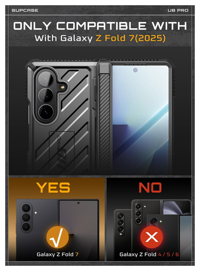 SUPCASE UB Pro Samsung Galaxy Z Fold 7 Hoesje Full Protect Kickstand Zwart afbeelding 2