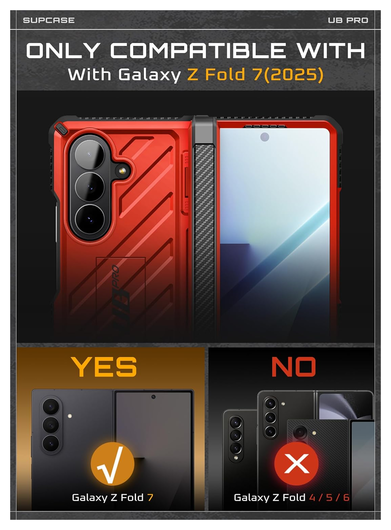 SUPCASE UB Pro Samsung Galaxy Z Fold 7 Hoesje Full Protect Kickstand Rood afbeelding 2