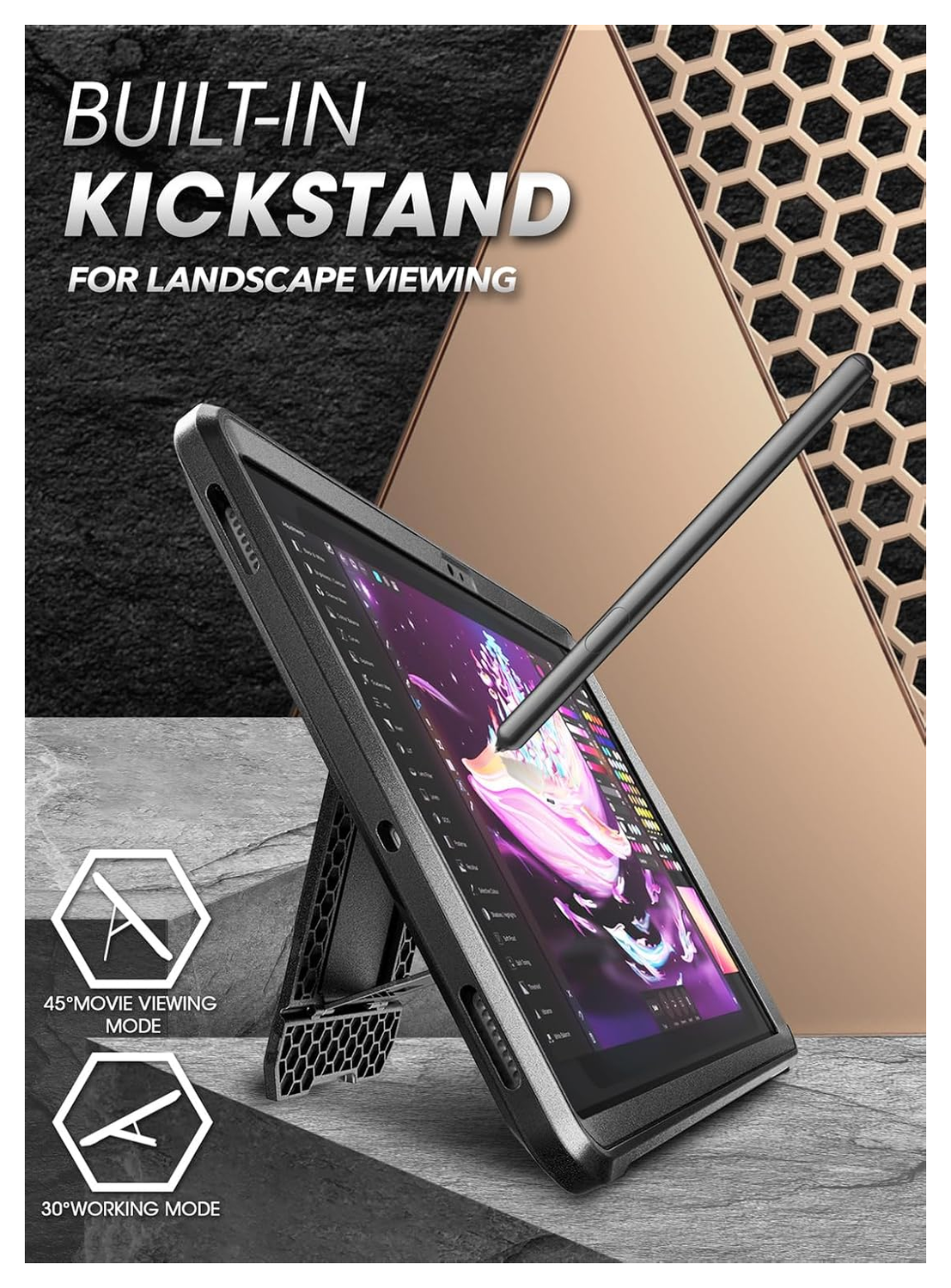 SUPCASE UB Pro Samsung Galaxy Tab S10 FE/S9 FE Hoes Full Protect Kickstand Zwart afbeelding 5