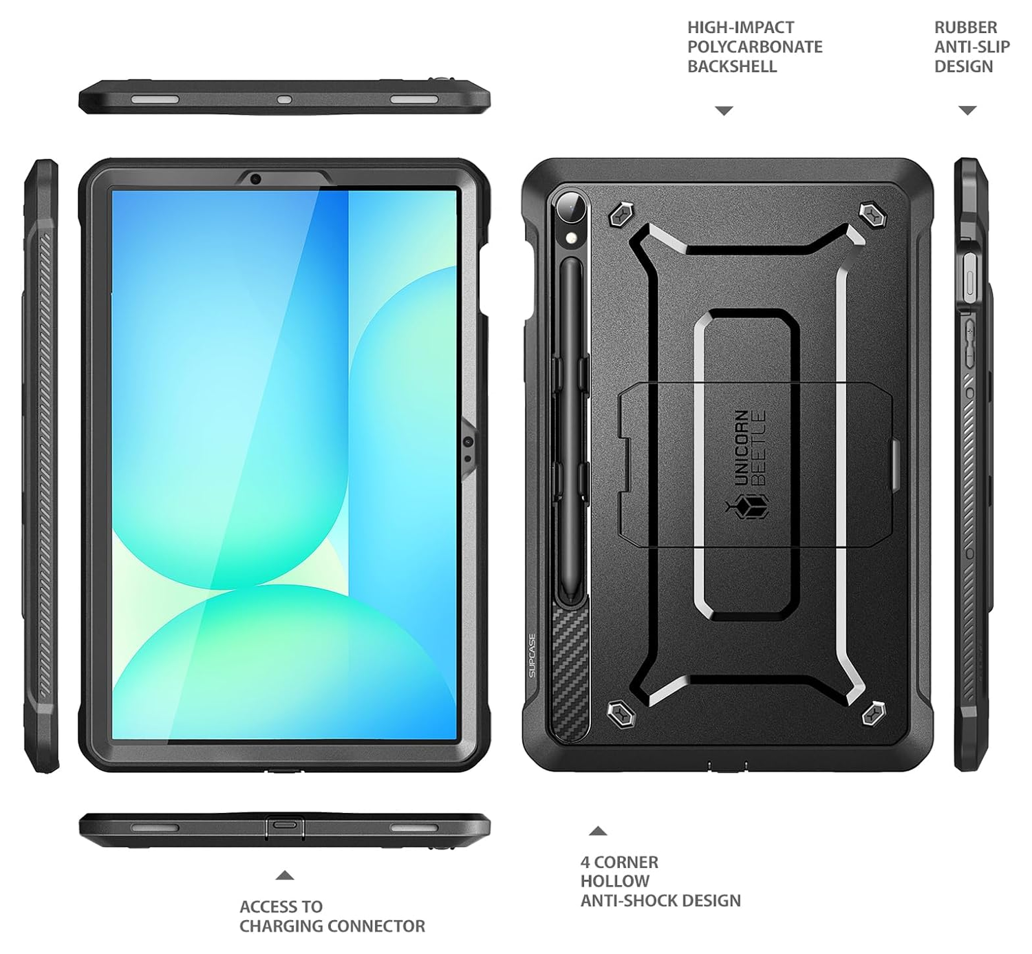 SUPCASE UB Pro Samsung Galaxy Tab S10 FE Plus Hoes Full Protect Kickstand Zwart afbeelding 8