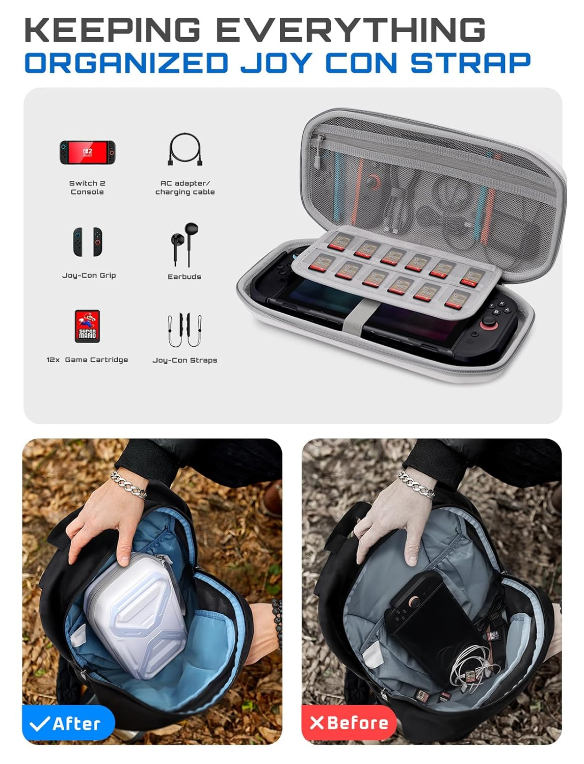 SUPCASE Nintendo Switch 2 Opberghoes Game Card Organizer Travel Case Wit afbeelding 3