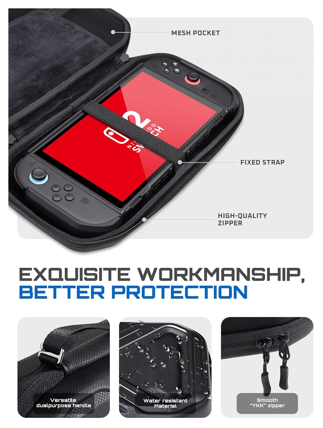 SUPCASE Nintendo Switch 2 Opberghoes Game Card Organizer Travel Case Zwart afbeelding 4