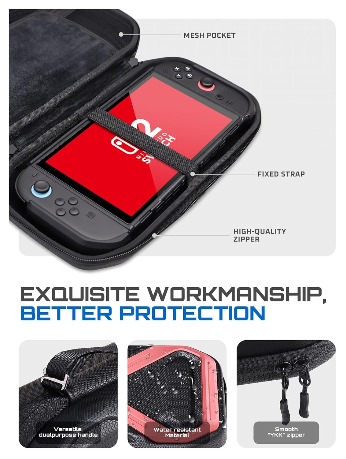 SUPCASE Nintendo Switch 2 Opberghoes Game Card Organizer Travel Case Blauw Rood afbeelding 4