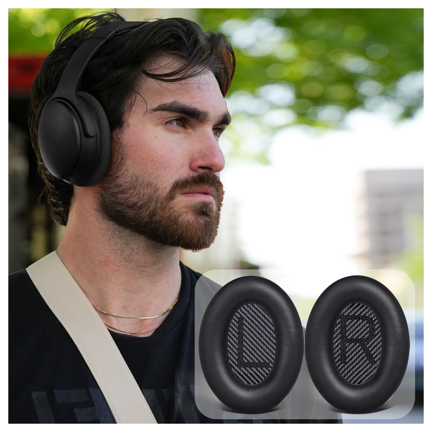 SBG Bose QC35 / 25 / 2 / 15 / AE2 / AE2i / AE32w Vervangende Hoofdkussens Zwart afbeelding 4