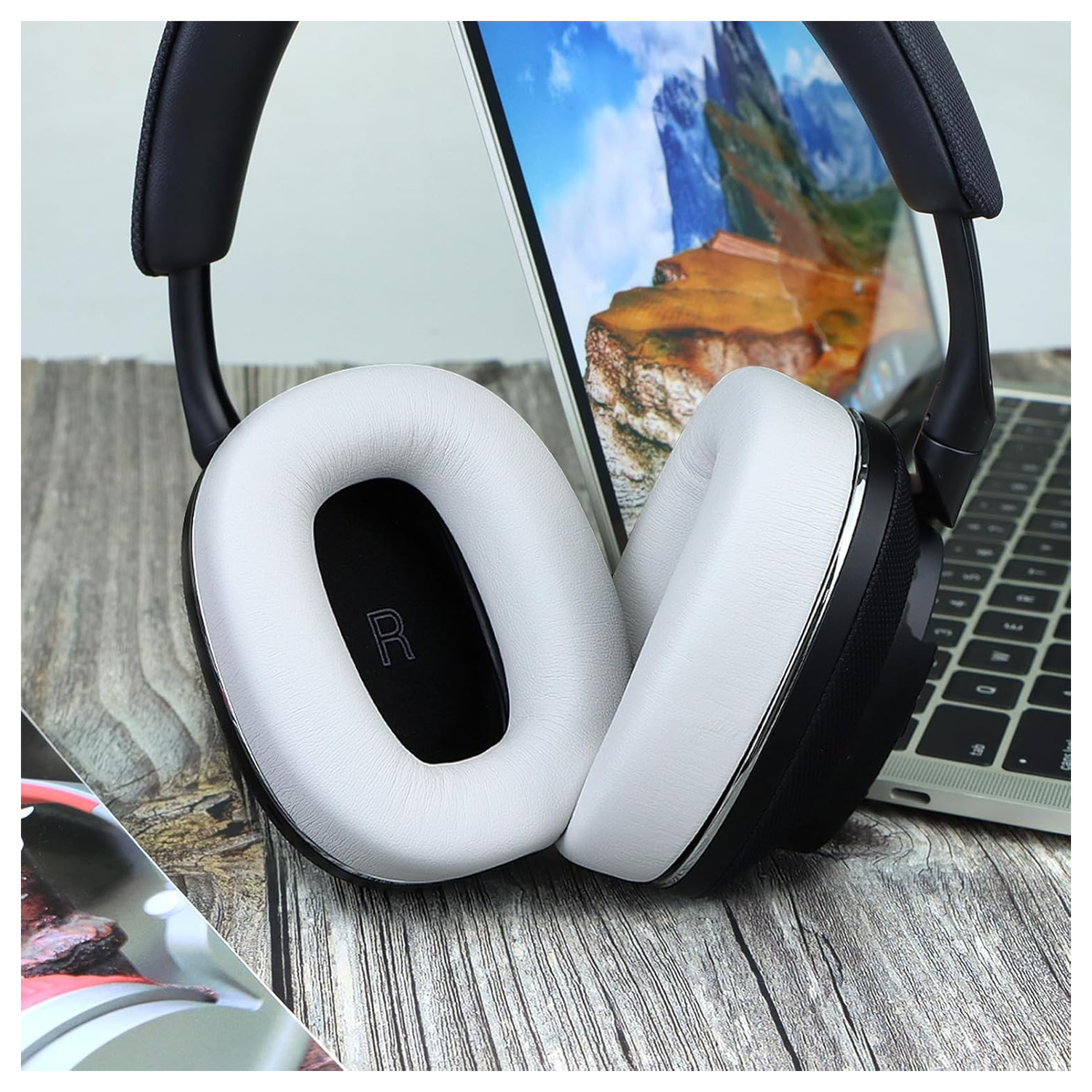 SBG Bowers & Wilkins Px8 Koptelefoon Vervangende Hoofdkussens Beige afbeelding 3