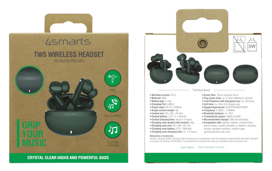 4smarts SkyBuds Pro Draadloze Oordopjes Noise Cancelling Oortjes Groen afbeelding 14