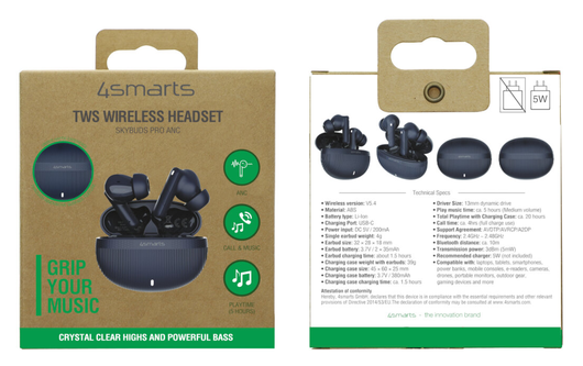 4smarts SkyBuds Pro Draadloze Oordopjes Noise Cancelling Oortjes Blauw afbeelding 14