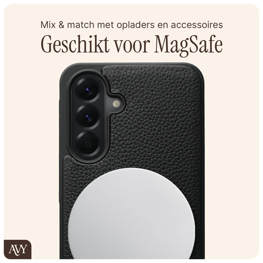 AVY Samsung Galaxy A56 Hoesje met Koord Haakjes MagSafe Leer Zwart afbeelding 8