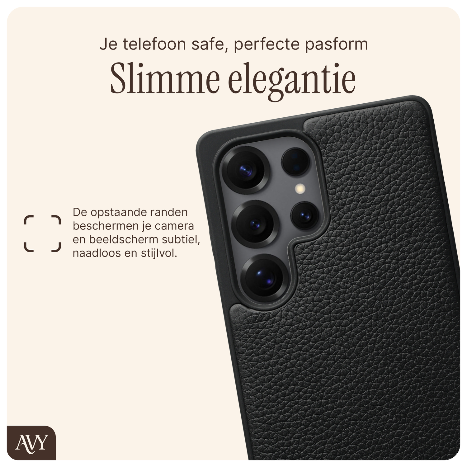 AVY Samsung Galaxy S25 Ultra Hoesje met Koord Haakjes MagSafe Leer Zwart afbeelding 8