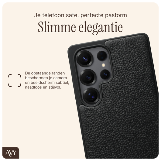 AVY Samsung Galaxy S25 Ultra Hoesje met Koord Haakjes MagSafe Leer Zwart afbeelding 8