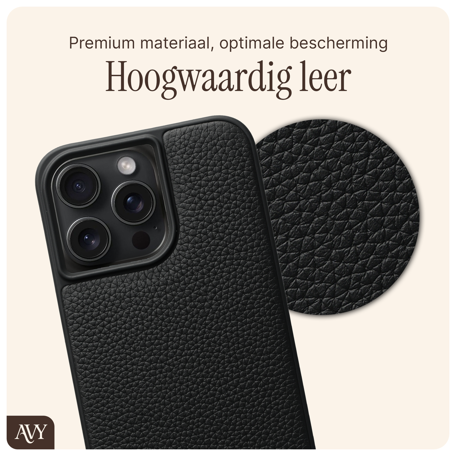 AVY Apple iPhone 15 Pro Max Hoesje met Koord Haakjes MagSafe Leer Zwart afbeelding 6