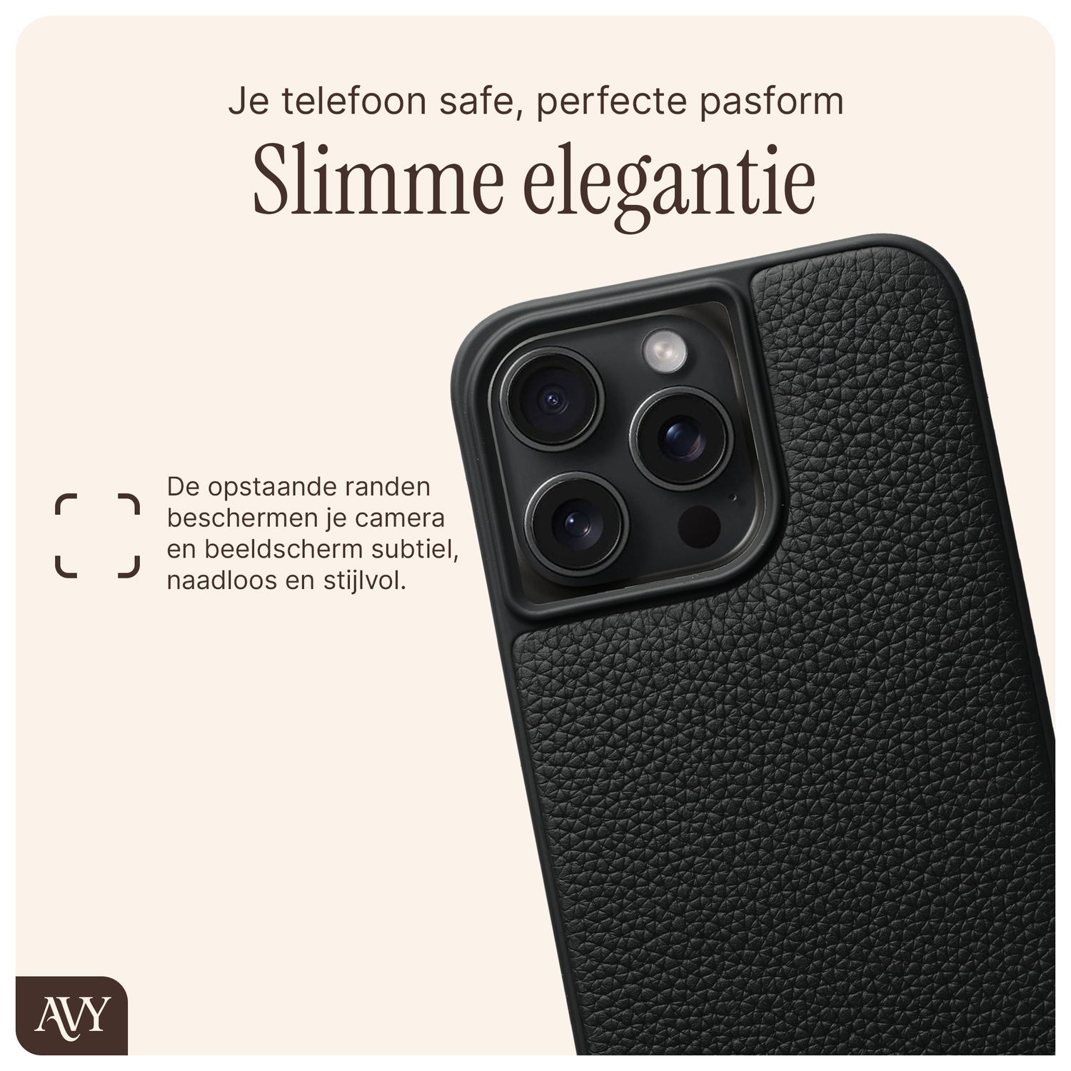 AVY Apple iPhone 15 Pro Max Hoesje met Koord Haakjes MagSafe Leer Zwart afbeelding 8