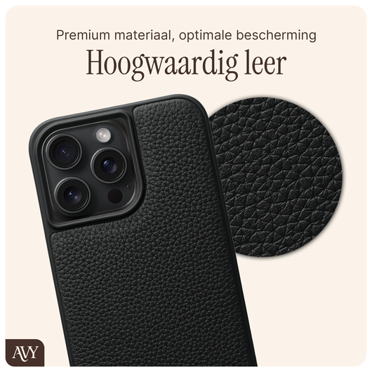 AVY Apple iPhone 14 Pro Max Hoesje met Koord Haakjes MagSafe Leer Zwart afbeelding 6