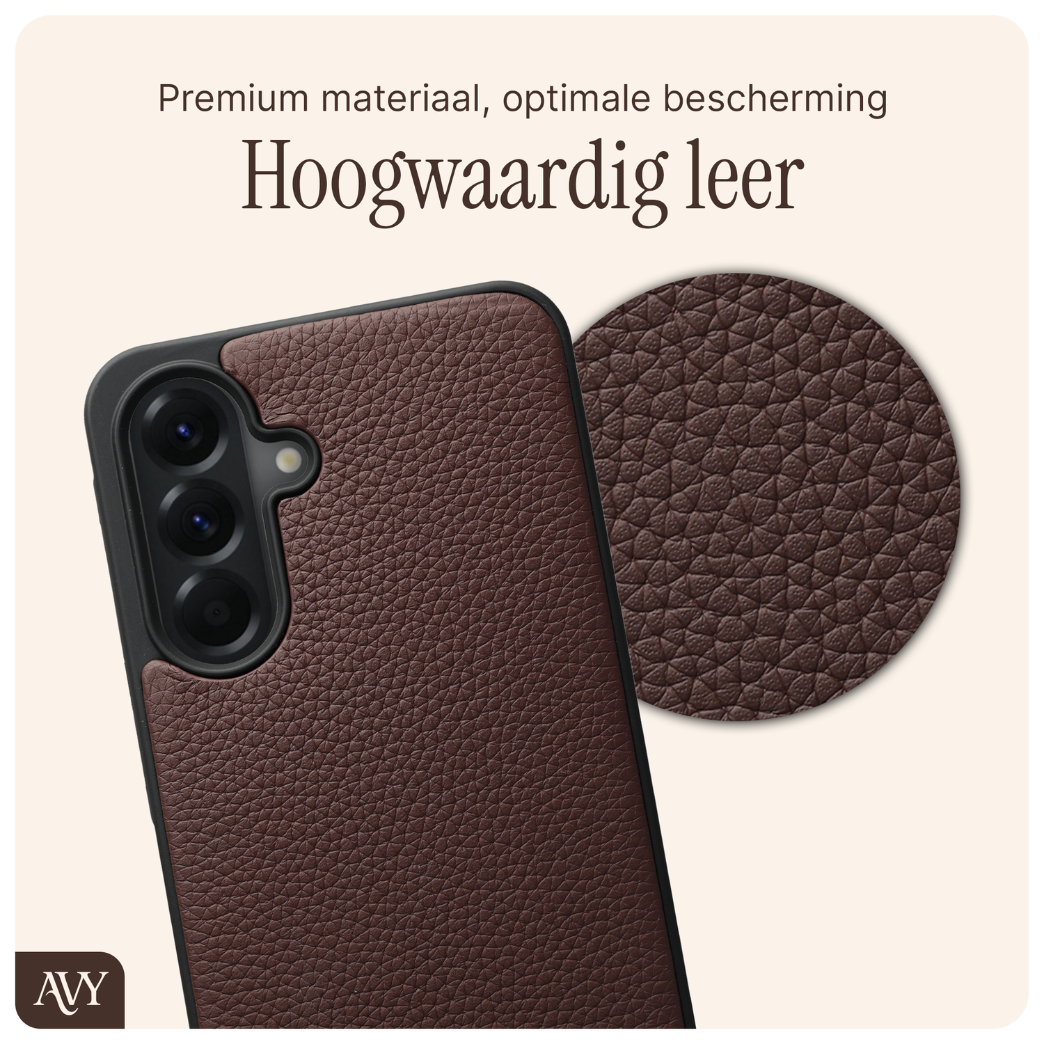 AVY Samsung Galaxy A56 Hoesje met Koord Haakjes MagSafe Leer Chocolate afbeelding 6